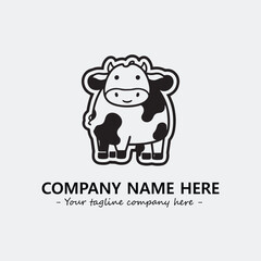 Cow illustration black and white for logo company vector image

