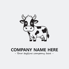 Cow illustration black and white for logo company vector image
