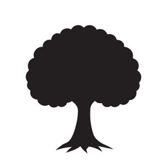 Silhouette of  oak tree vector icon set illustration isolated on white background.