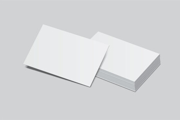 Vector Modern Blank rectangle business card or credit card mockup on the stack. Realistic template design for presentation branding identity, corporate, ads, personal, stationery, sheet, label, banner