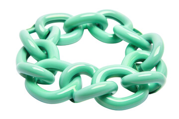 Obraz premium A chunky mint green chain bracelet showcasing unique design and vibrant color against a clean white background, perfect for stylish accessories isolated on transparent background