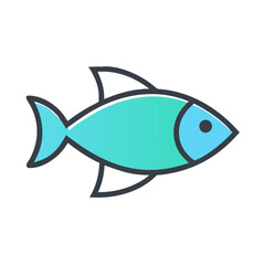 A Simple Cartoon Illustration of a Teal and Light Blue Fish