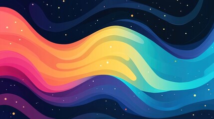 Vibrant cosmic waves flow through a starry night sky