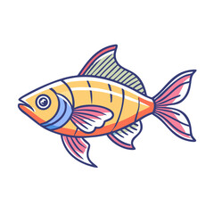 Vibrant Colorful Cartoon Fish Illustration Aquatic Animal Design Graphic