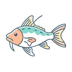 Adorable Cartoon Fish Illustration Pastel Colors Aquatic Life