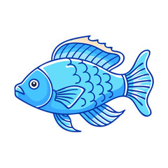A vibrant illustration of a light blue fish with detailed fins and scales