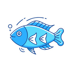 Obraz premium A Cute Cartoon Drawing of a Light Blue Fish Swimming in Water