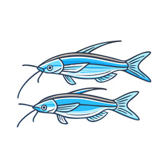 Fototapeta premium Two Elegant Light Blue Fish Illustration Aquatic Life Underwater Creatures Ocean Animals Marine Wildlife