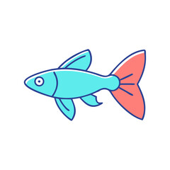 Illustration of a vibrant turquoise and coral fish a captivating aquatic creature