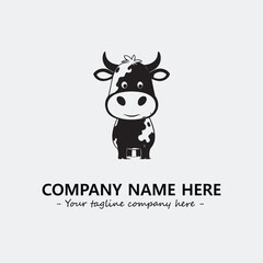 Cow illustration black and white for logo company vector image
