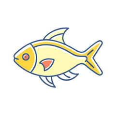 Illustration of a Cute Yellow Fish with Defined Fins and Tail