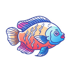 Vibrant Colorful Fish Illustration Aquatic Life Underwater Scene Ocean Animal Colorful Scales