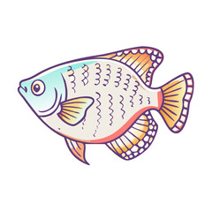 A Delightful Illustration of a Pastel Colored Fish with Intricate Fin Details