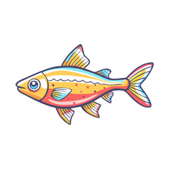 Vibrant Colorful Cartoon Fish Illustration Aquatic Animal Design