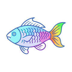 Vibrant Rainbow Colored Cartoon Fish Illustration Aquatic Animal Design