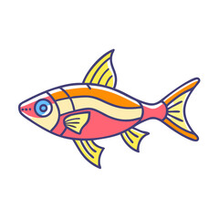 Vibrant Cartoon Fish with Yellow and Orange Fins Swimming in the Ocean