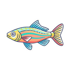 Vibrant Colorful Cartoon Fish Illustration with Detailed Fins and Scales