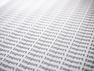 Words Import Seamless print on paper for trading export import business tax background.