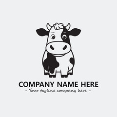 Cow illustration black and white for logo company vector image
