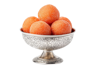 Indian traditional sweet called laddu, isolated on white background.