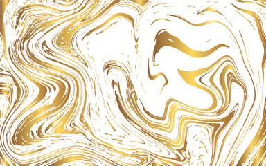 Abstract White and Gold marble background with marble texture design. Fluid, organic movement with smooth, paint-like lines with ink or acrylic flow. Luxurious golden swirl and wavy pattern