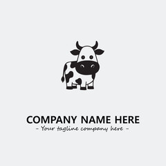 Cow illustration black and white for logo company vector image
