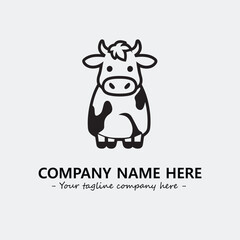 Cow illustration black and white for logo company vector image
