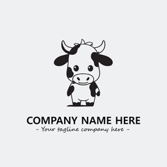 Cow illustration black and white for logo company vector image
