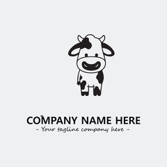 Cow illustration black and white for logo company vector image
