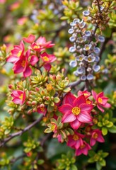 Obraz premium Vibrant succulent branches, colorful blooms, lush leaves, natural beauty, flowers, growth