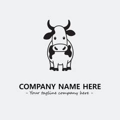 Cow illustration black and white for logo company vector image
