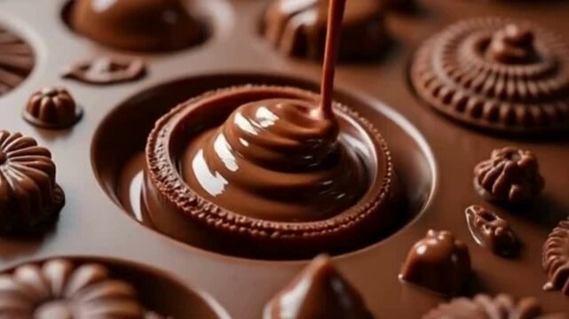 Chocolate being molded into unique shapes