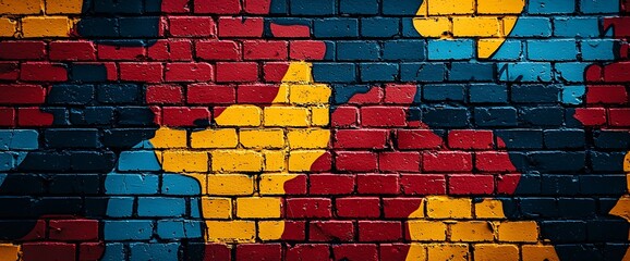 Colorful Brick Wall Graffiti Art Texture.
