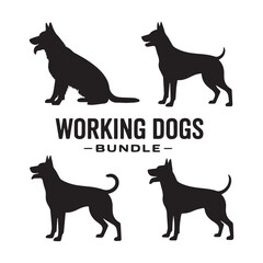 Vector Bundle of Black Dog Silhouettes Illustration Set