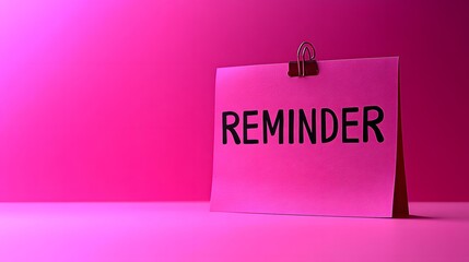 Artistic Sticky Note Illustration with Calligraphic REMINDER Inscription on a Soothing Violet Canvas Emphasizing Modern Minimalism and Vibrant Contrast