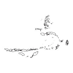 administrative map of Indonesian provinces in the BANUSRAMA island region-Bali Nusa Tenggara Maluku black line