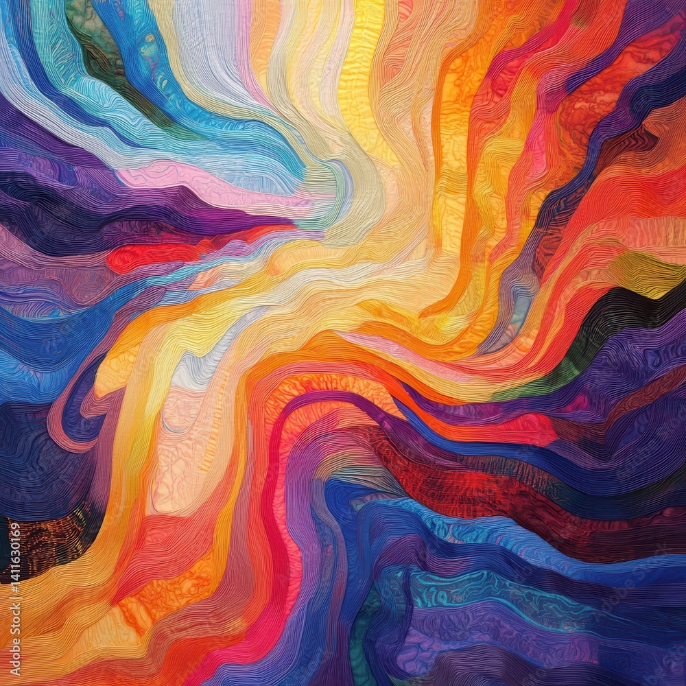 Fototapete radiant ripple background with a pulling color thread effect