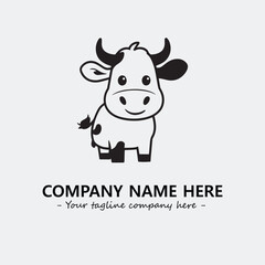 Cow illustration black and white for logo company vector image
