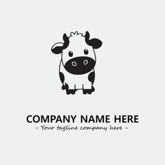 Cow illustration black and white for logo company vector image

