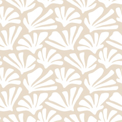 Minimal seaweed pattern seamless doodle marine ocean wallpaper beige
