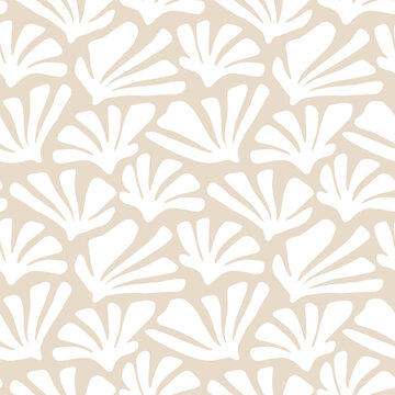 Fototapeta Minimal seaweed pattern seamless doodle marine ocean wallpaper beige
