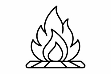 Campfire Outline Vector Illustration With White Background