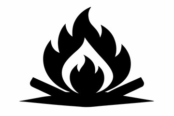 Campfire Silhouette Vector Illustration Black And White