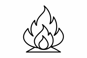 Campfire Outline Vector Illustration With White Background