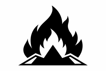 Campfire Silhouette Vector Illustration Black And White