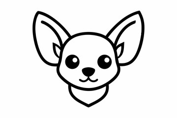 Cute Chihuahua Head With Big Ears Outline Vector