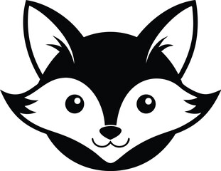 Cute Fox Head Cartoon Silhouette Vector Illustration
