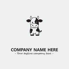 Cow illustration black and white for logo company vector image
