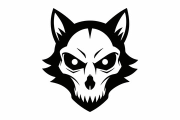 Gothic Skull Wolf Hybrid Head Silhouette Vector
