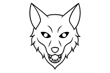 Gothic Skull Wolf Hybrid Head Line Art Vector